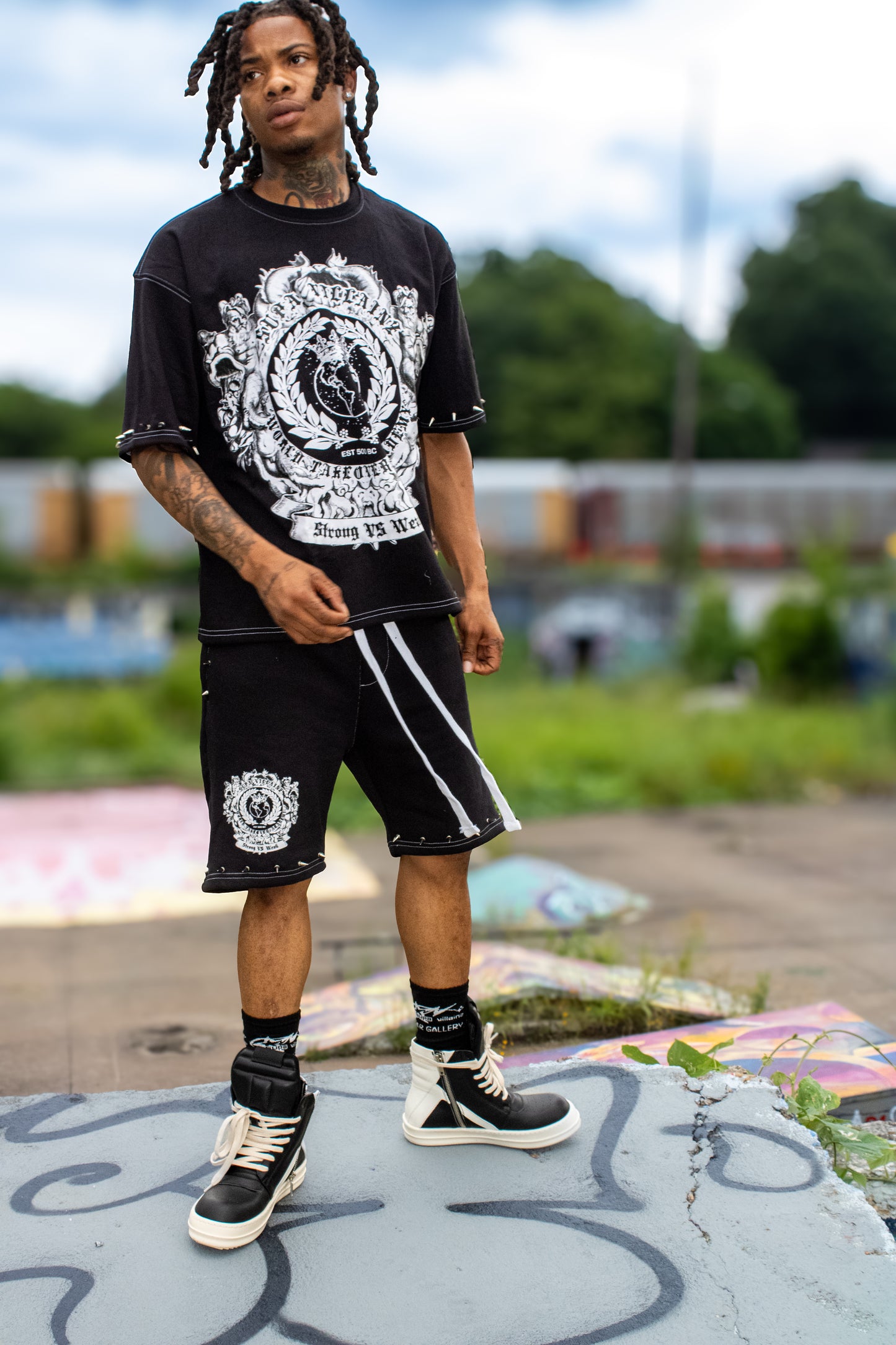 Spiked Black Supa Villainz Academy Jogger Set