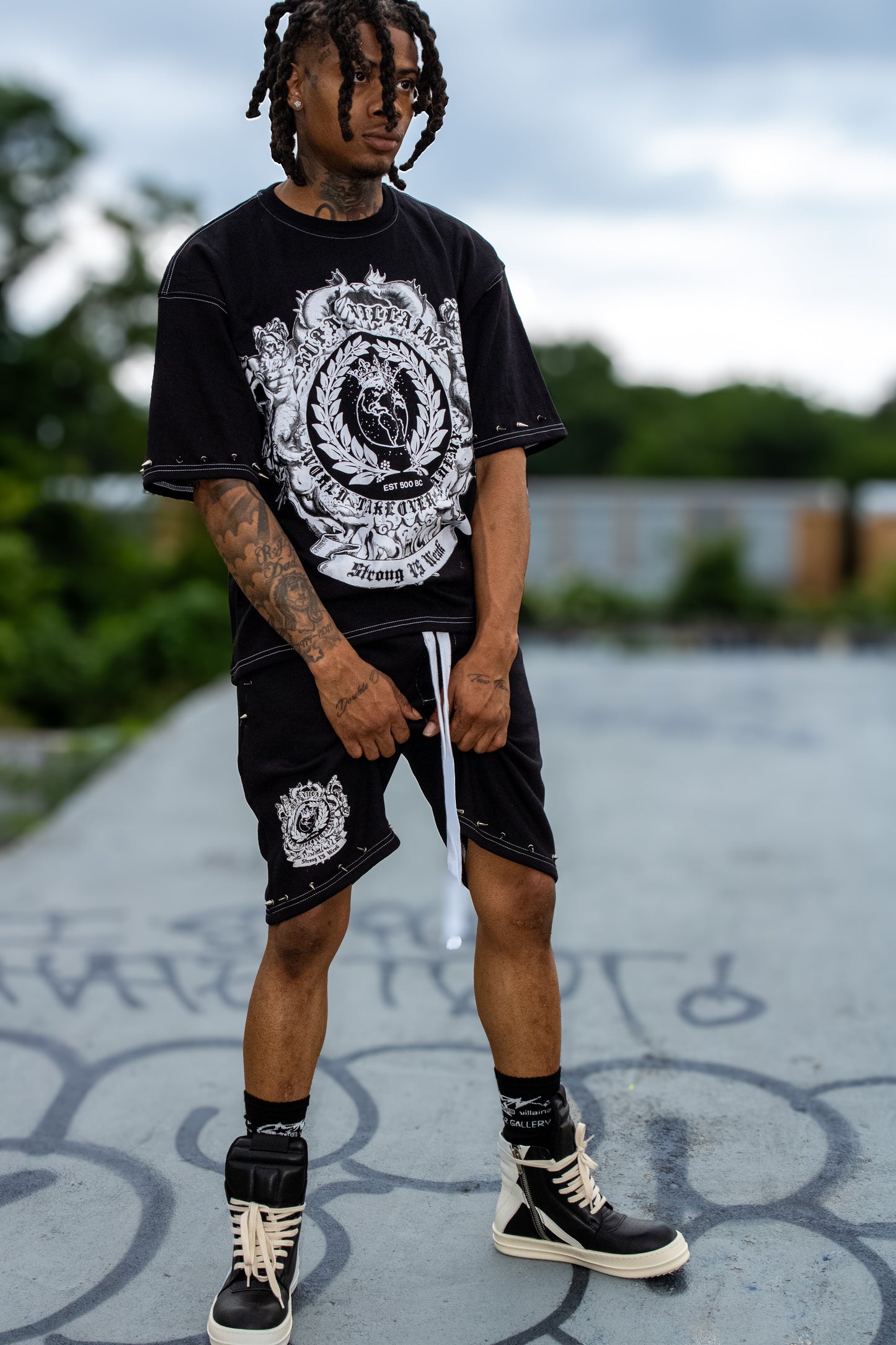 Spiked Black Supa Villainz Academy Jogger Set